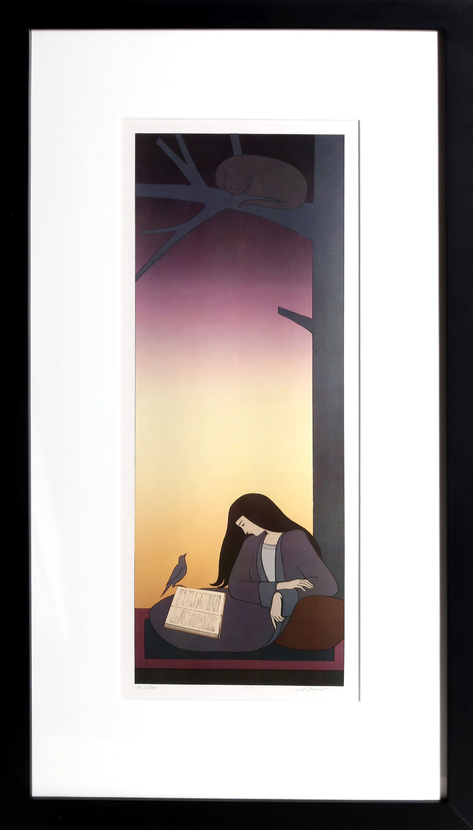 Will Barnet, The Caller, Offset Lithograph: Artist: Will Barnet, American (1911 - 2012) Title: The Caller Year: 1979 Medium: Offset Lithograph Image Size: 15 x 5.5 inches Size: 16 x 11.5 in. (40.64 x 29.21 cm) Frame Size: 22 x 12.5 inches