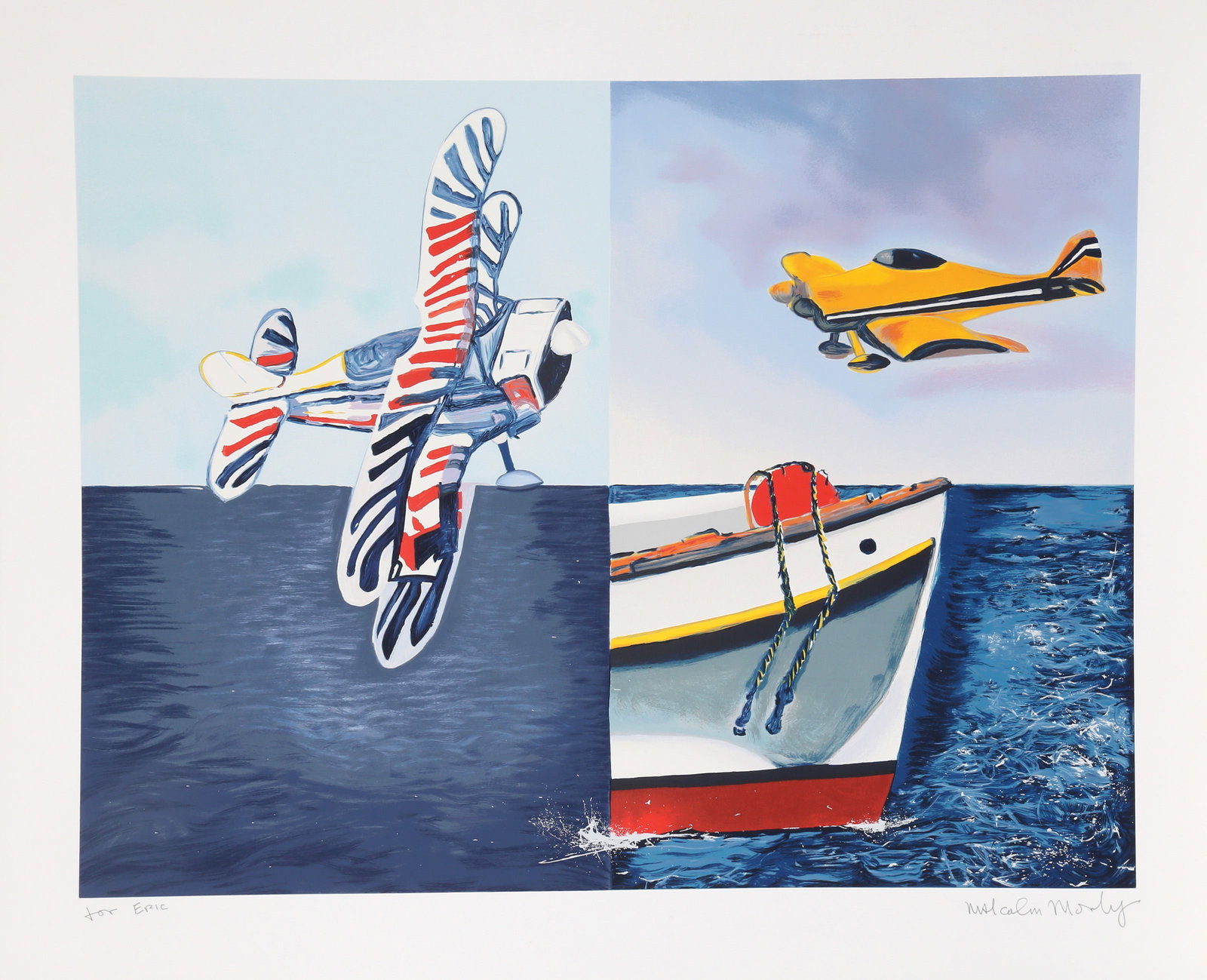 Malcolm Morley, Quartet, Screenprint: Artist: Malcolm Morley, British (1931 - 2018) Title: Quartet Year: 2005 Medium: Screenprint, signed and numbered in pencil Edition: dedicated to Eric Image Size: 28 x 36 inches Size: 34 x 41.5 in. (86