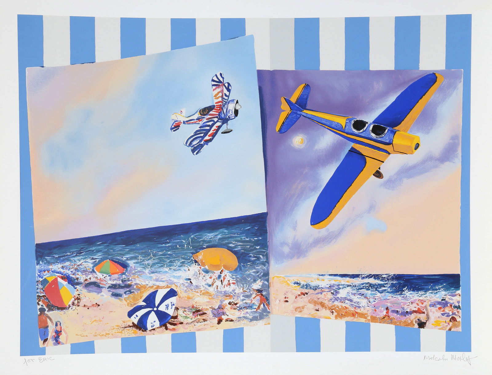 Malcolm Morley, Pictures from the Azores, Screenprint: Artist: Malcolm Morley, British (1931 - 2018) Title: Pictures from the Azores Year: 2005 Medium: Screenprint, signed and numbered in pencil Edition: dedicated to Eric Image Size: 29.5 x 40 inches Size