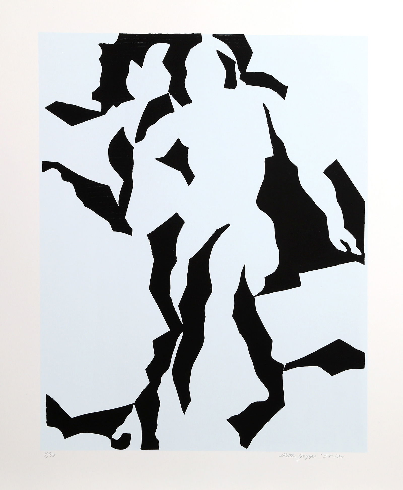 Peter Grippe, Positive 2, Screenprint: Artist: Peter Grippe, American (1912 - 2002) Title: Positive 2 Year: 1960 Medium: Screenprint, signed and numbered in pencil Edition: 4/75 Image Size: 26 x 20.25 inches Size: 34 x 28.5 in. (86.36 x 72