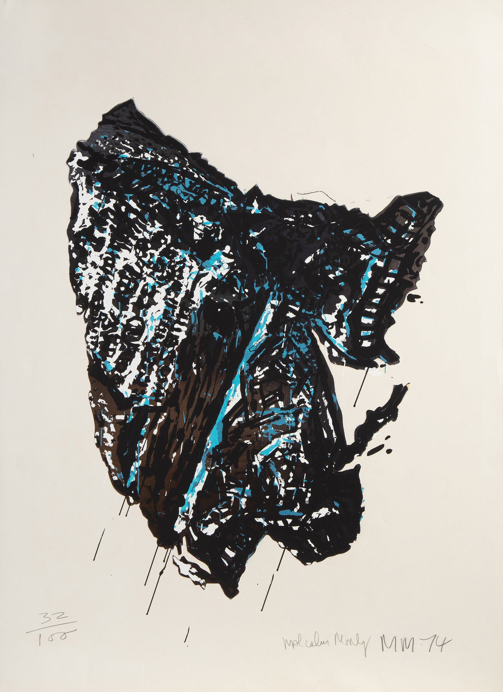 Malcolm Morley, Asteroid, Screenprint and mixed media on Arches: Artist: Malcolm Morley, British (1931 - 2018), Title: Asteroid, Year: 1974, Medium: Screenprint and mixed media on Arches, signed, numbered and dated in pencil, Edition: 32/100, Image Size: 30 x 21 in