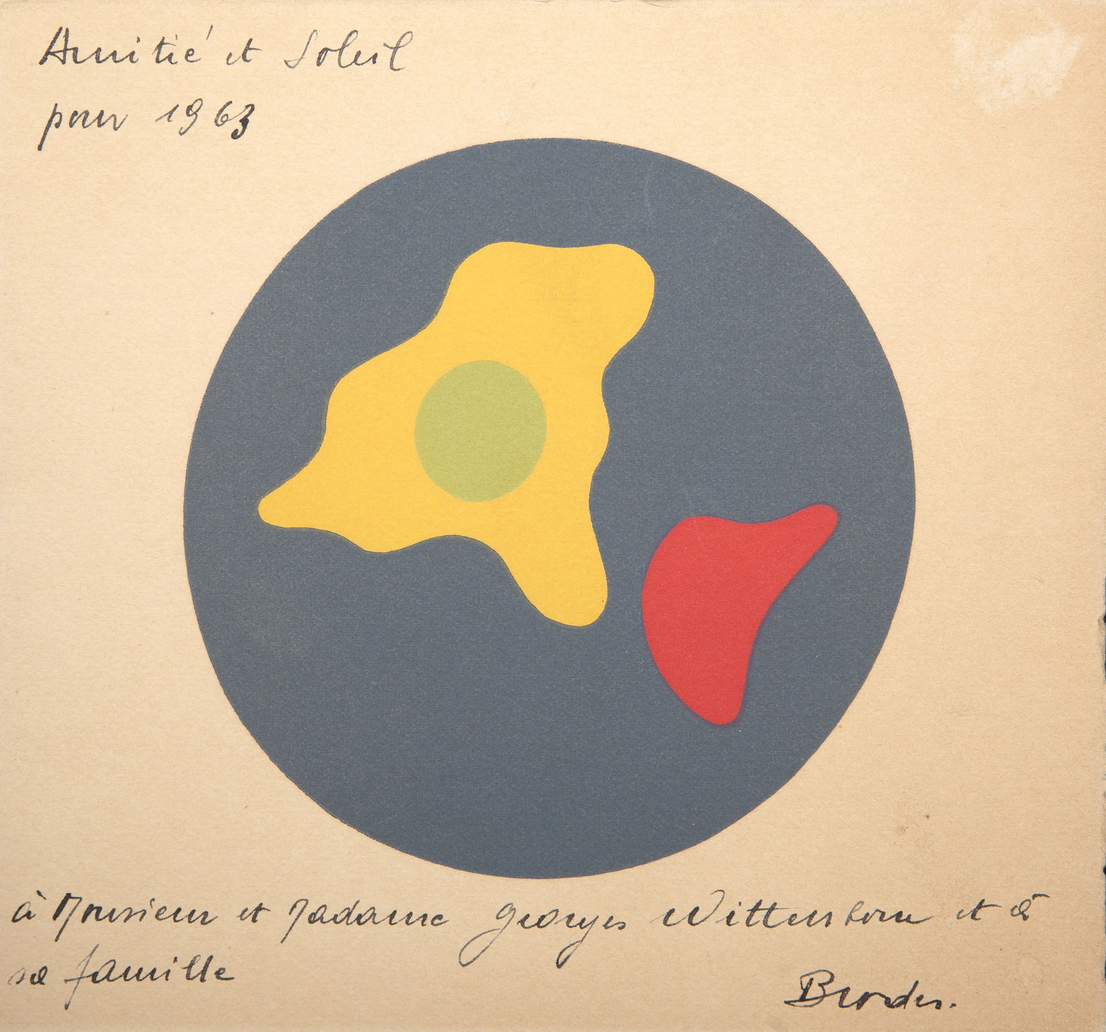 Jean Arp, Formen im Kreis (Carte de Voeux), Woodcut (1 of 4)