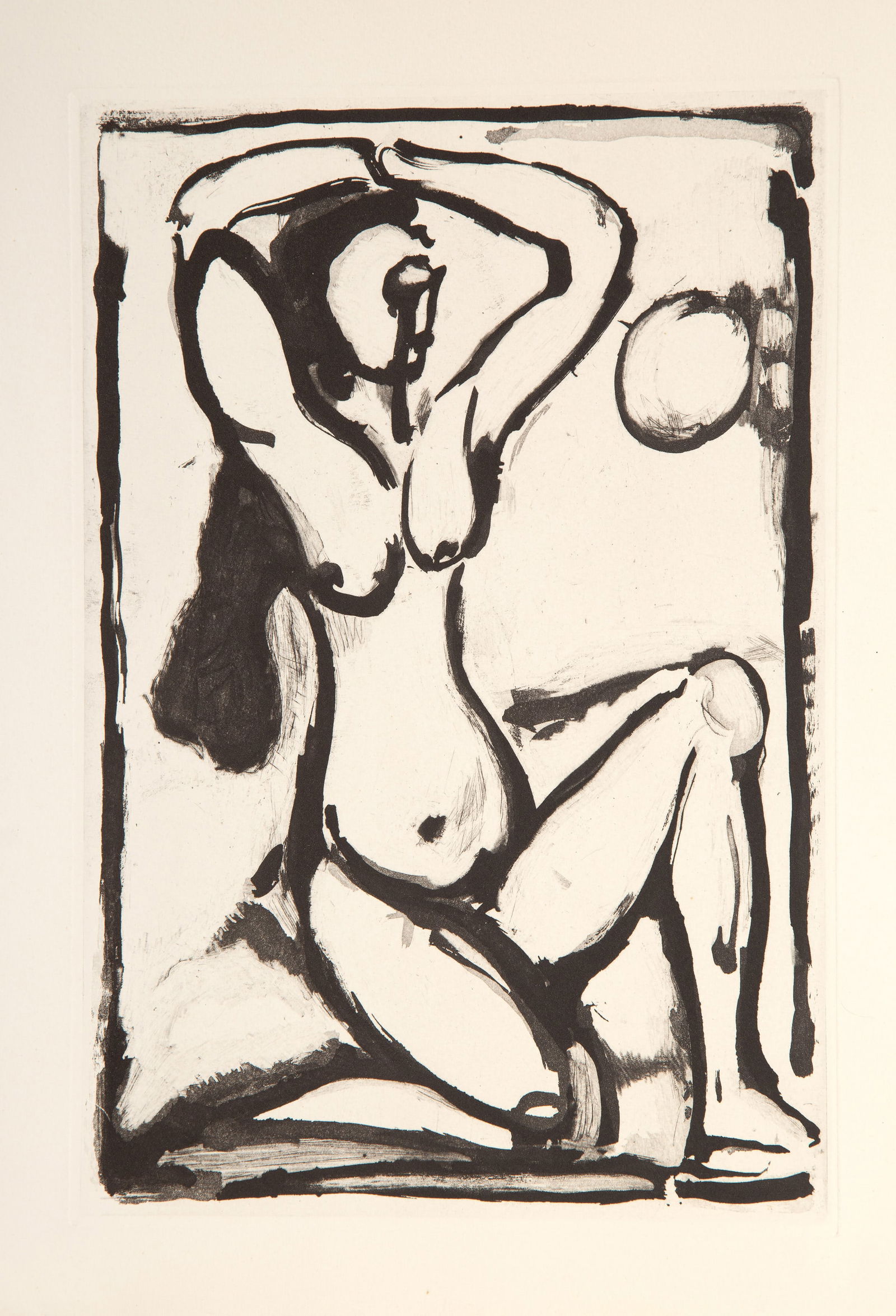 Georges Rouault, Nude Figure, Etching and Aquatint: Artist: Georges Rouault, French (1871 - 1958), Title: Nude Figure, Year: circa 1935, Medium: Etching and Aquatint, Edition:, Image Size: 12.25 x 8.25 inches, Size: 15 x 11 in. (38.1 x 27.94 cm), Descr
