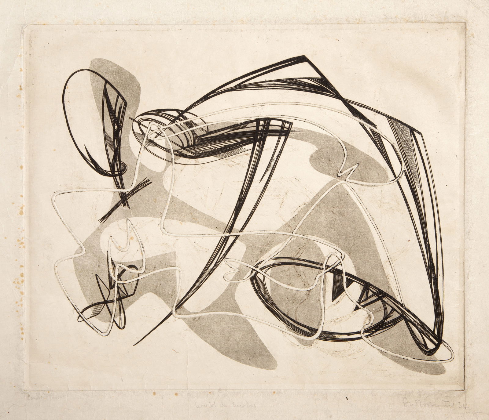 Stanley William Hayter, Le Viol de Lucrece, Etching on Japon and Original Drawing on Verso (1 of 5)