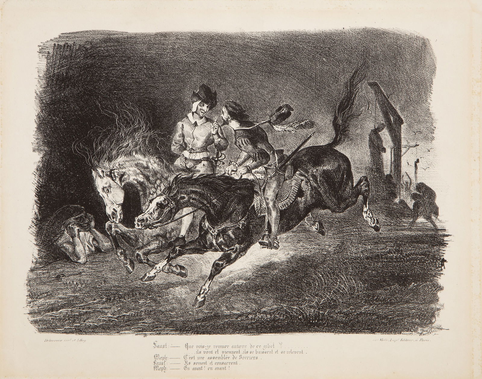 Eugene Delacroix, Faust and Mephistopheles Galloping on Walpurgis Night, Lithograph (1 of 4)