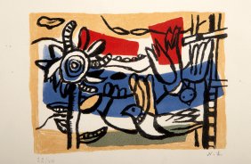 Fernand Leger, Paysage aux deux oiseaux, Lithograph on BFK Rives