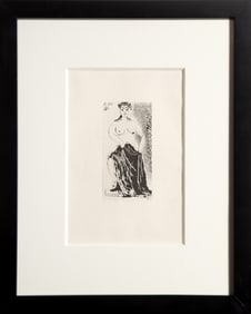 Pablo Picasso, Une Maja Posant Sur Un Piedestal, Sugarlift Aquatint Etching on Richard-de-Bas laid