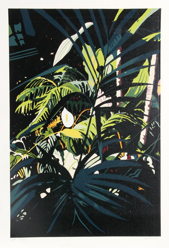Jon Carsman, Kentia, Serigraph: Artist: Jon Carsman, American (1944 - 1987) Title: Kentia Year: 1980 Medium: Serigraph, signed and numbered in pencil Edition: 175, AP Image Size: 30 x 20 inches Size: 34.5 in. x 24 in. (87.63 cm x 60
