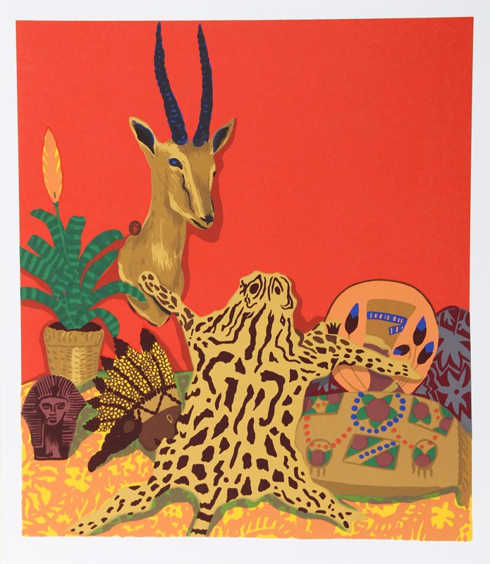Hunt Slonem, Ocelot, Serigraph: Artist: Hunt Slonem, American (1951 - ) Title: Ocelot Medium: Serigraph, signed and numbered in pencil Image Size: 27.5 x 13.5 inches Size: 31 in. x 26.5 in. (78.74 cm x 67.31 cm)