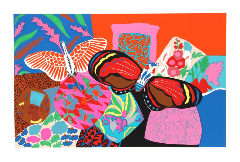 Hunt Slonem, Bird And Butterfly, Serigraph: Artist: Hunt Slonem, American (1951 - ) Title: Untitled-Bird And Butterfly Year: 1980 Medium: Serigraph, signed and numbered in pencil Edition: AP 30 Image Size: 16.5 x 26 inches Size: 22 in. x 30 in.