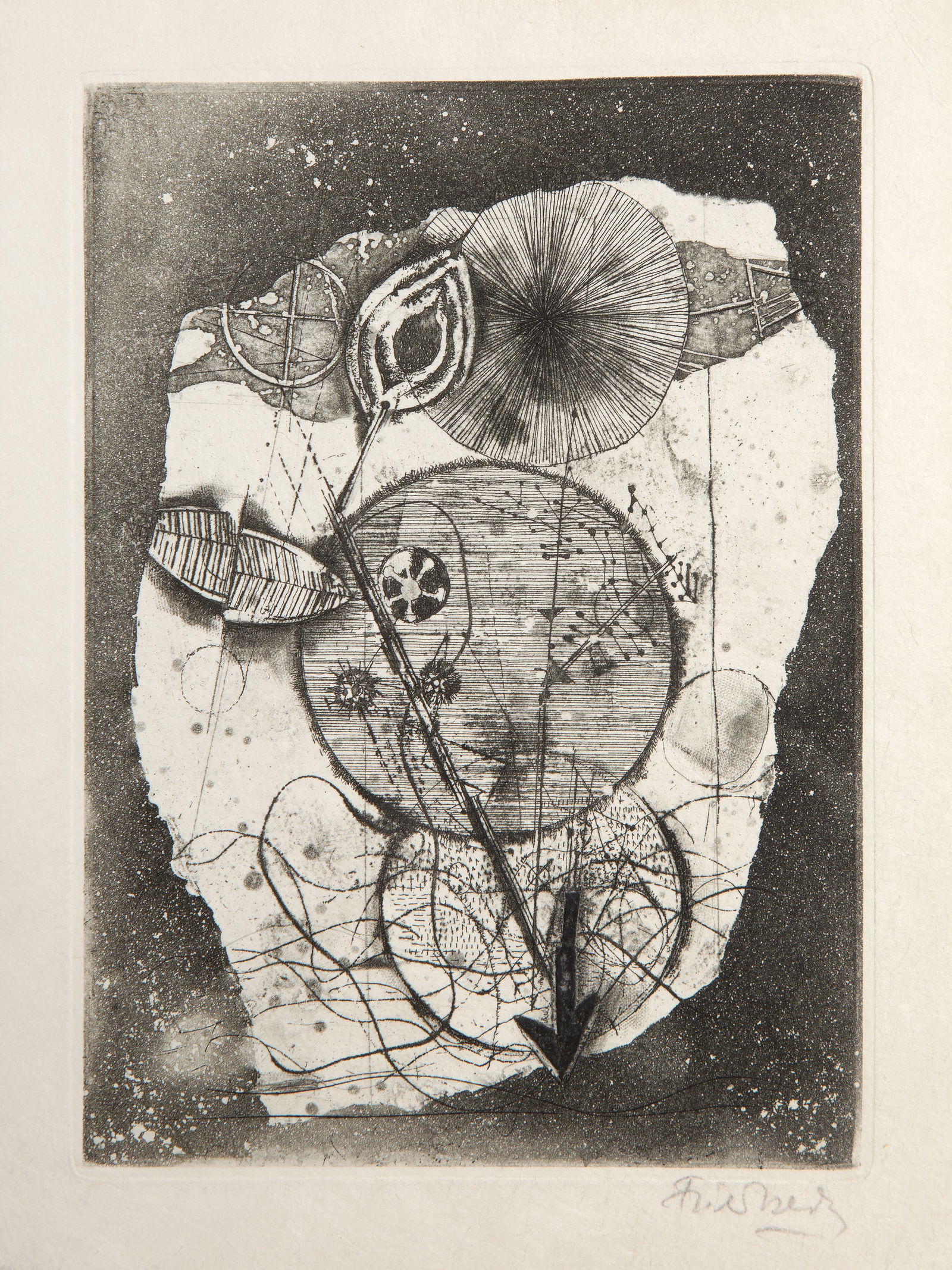 Johnny Friedlaender, Floral Composition, Aquatint on Japon (1 of 3)