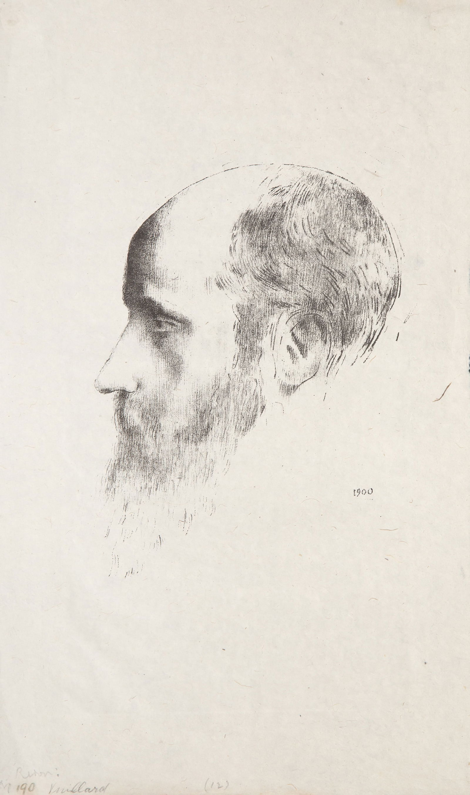 Odilon Redon, Portrait of Vuillard, Lithograph on Japon: Artist: Odilon Redon, French (1840 - 1916) Title: Portrait of Vuillard Year: circa 1900 Medium: Lithograph on Japon Image Size: 8 x 5.5 inches Size: 14.5 x 8.75 in. (36.83 x 22.23 cm) Reference: Melle