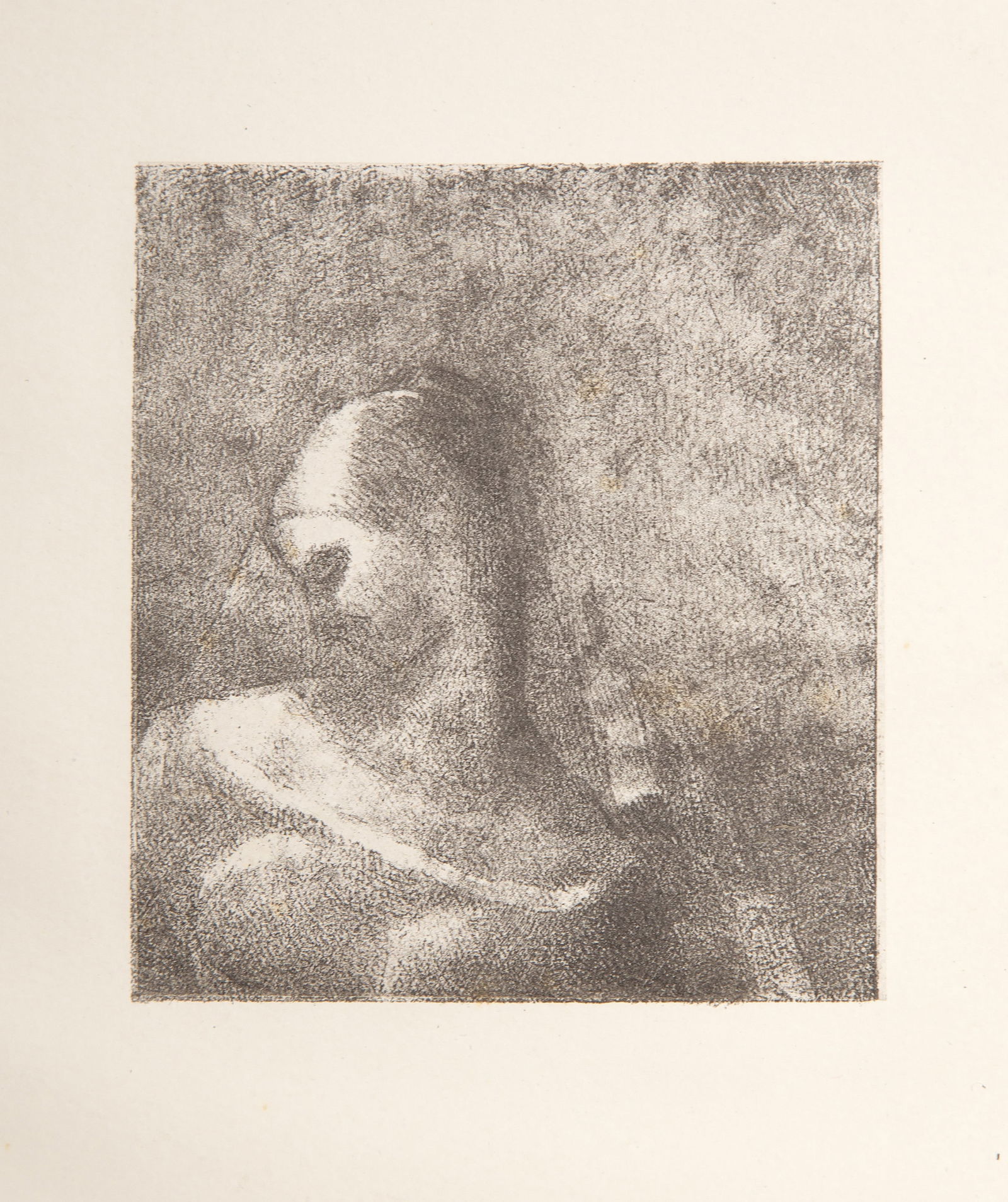 Odilon Redon, Helena, Lithograph: Artist: Odilon Redon, French (1840 - 1916) Title: Helena Year: 1896 Medium: Lithograph Image Size: 3.75 x 3.25 inches Size: 16 x 13 in. (40.64 x 33.02 cm) Description: From the collection of the late