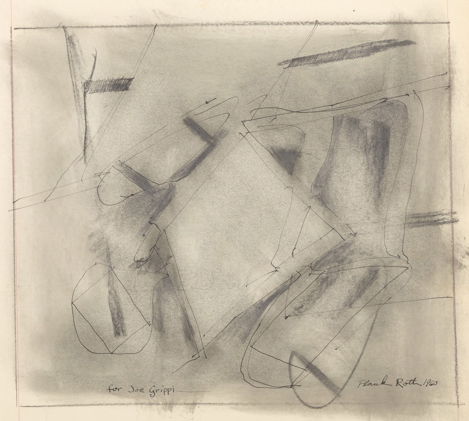Frank Roth, Untitled IV, Graphite and Ink on Paper: Artist: Frank Roth, American (1936 - ) Title: Untitled IV Year: 1960 Medium: Graphite and Ink on Paper, signed, dated and dedicated in pen Image Size: 8 x 9.5 inches Size: 11.25 x 11 in. (28.58 x 27.9
