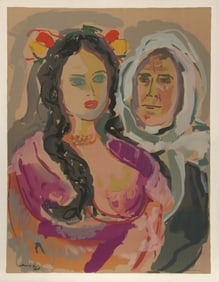 Emmanuel Mane-Katz, Mother and Daughter from Pou Stempheniou de Cholen Aleikhem, Lithograph