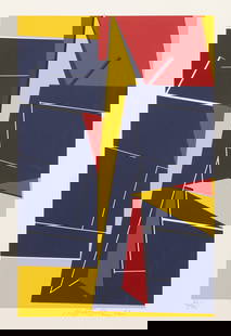 Richard Mortensen, Red, Blue and Yellow Composition, Screenprint on J. Perrigot Arches: Artist: Richard Mortensen, Danish (1910 - 1993) Title: Red, Blue and Yellow Composition Year: 1962 Medium: Screenprint on J. Perrigot Arches, signed, dated and numbered in pencil Edition: 62/75 Image