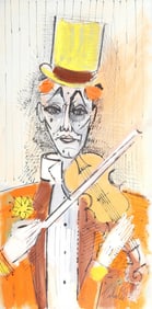 Charles Cobelle, Violin Man, Acrylic and Oil on Canvas, signed