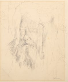 Hal Frater, Portrait of Bearded Man, Graphite on Paper