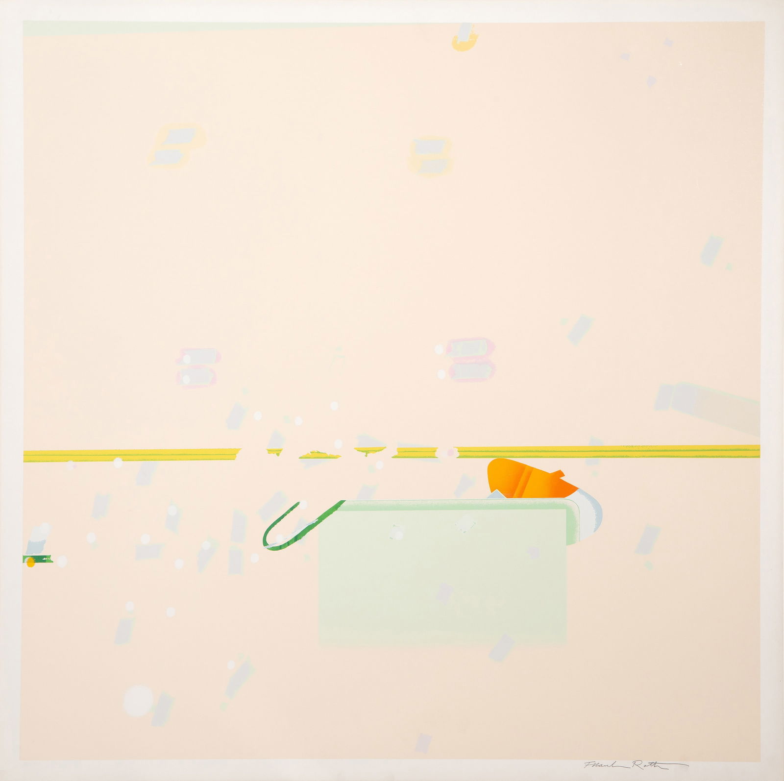 Frank Roth, Abstract Composition I, Screenprint: Artist: Frank Roth, American (1936 - ) Title: Abstract Composition I Year: circa 1968 Medium: Screenprint, signed and numbered in pencil Edition: 200 Image Size: 33 x 33 inches Size: 35 x 35 in. (88.9