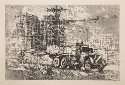 Renzo Vespignani, Truck in The Suburbs, Etching