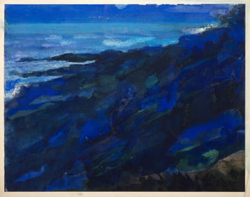 Bernard Krigstein, Seal Cove, Watercolor on Paper, mounted to board