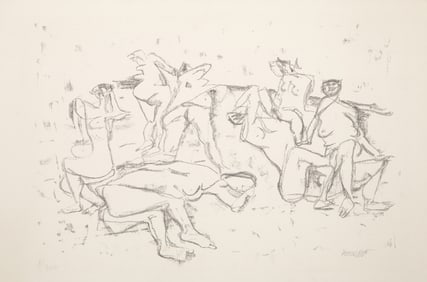 Fausto Pirandello, Bathers, Lithograph
