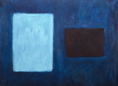 Peter Pinchbeck, Blue Square, Black Square, Oil Crayon on paper
