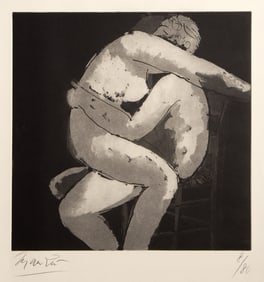 Giacomo Manzu, Lovers, Etching on CM Fabriano