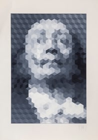 Jean Pierre Vasarely (aka Yvaral), Face of Dali - Grey, Screenprint