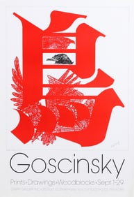 Mike Goscinsky, Many Birds Exhibition of Prints - Drawings - Woodblocks, Screenprint Poster