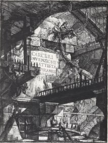 After Giovanni Battista Piranesi, Herman Melville on Piranesi, Lithograph in Folio with Poem