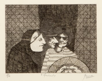 Peter Paone, 3 Friends, Etching on Rives
