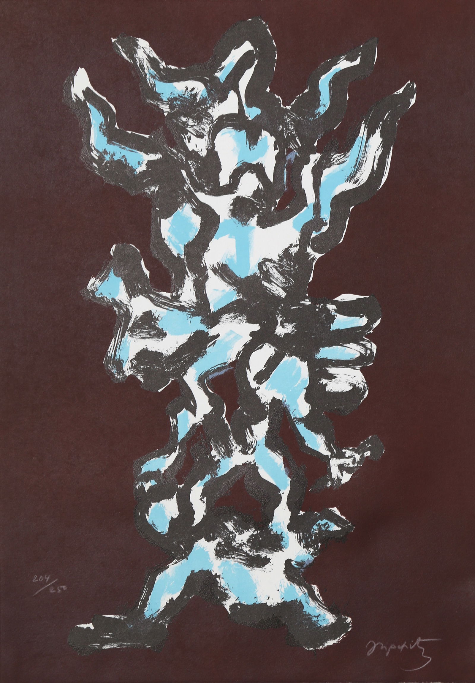 Jacques Lipchitz, Tree of Life (Blue), Lithograph: Artist: Jacques Lipchitz, Lithuanian (1891 - 1973) Title: Tree of Life (Blue) Year: 1972 Medium: Lithograph, signed and numbered in pencil Edition: 250 Size: 26 in. x 18 in. (66.04 cm x 45.72 cm) Desc