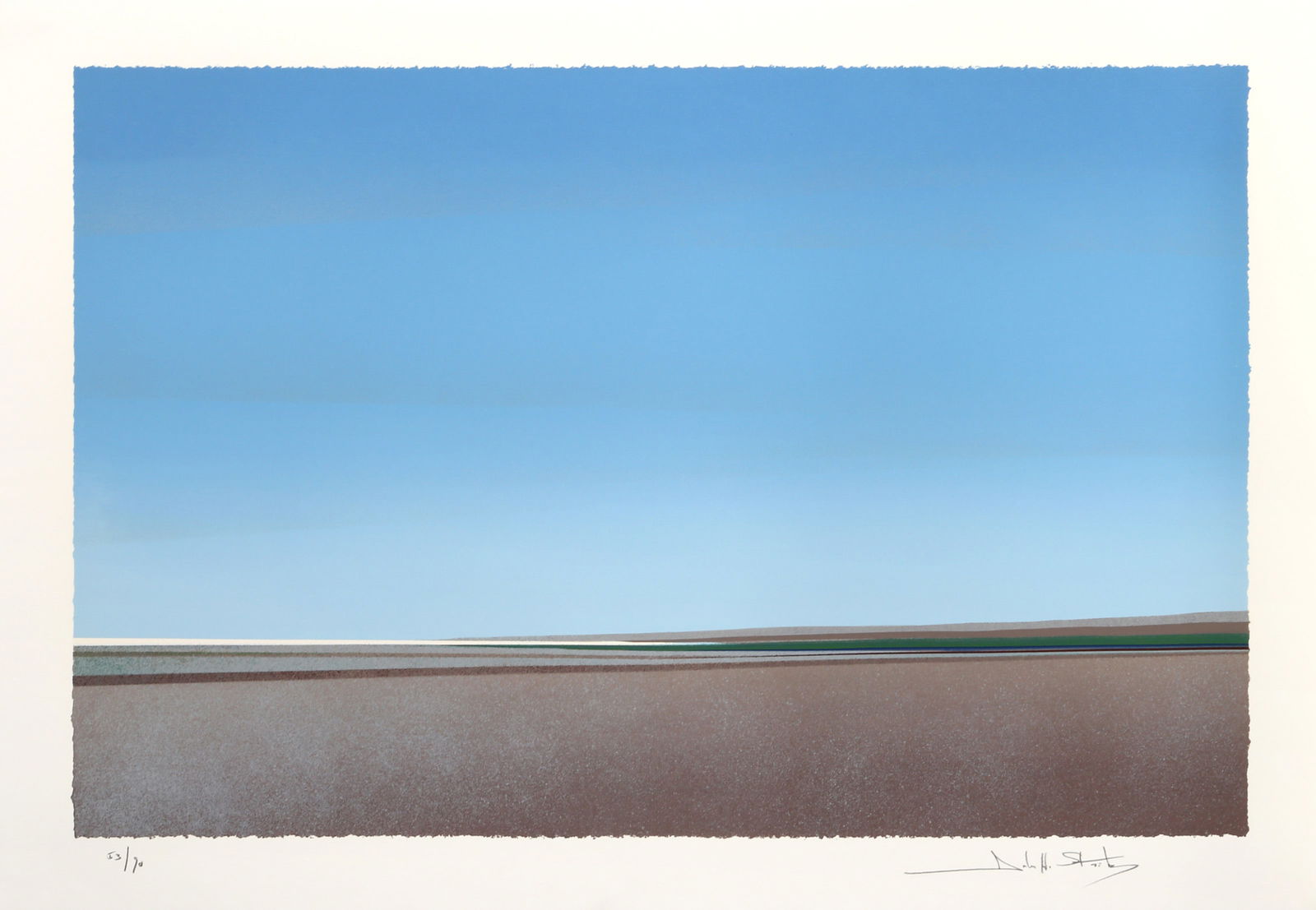 John Stritch, Blue Sky, Screenprint: Artist: John Stritch, American (1925 - 2014) Title: Blue Sky Year: circa 1980 Medium: Screenprint, signed and numbered in pencil Edition: 53/90 Image Size: 22 x 33 inches Size: 26.5 x 37 in. (67.31 x