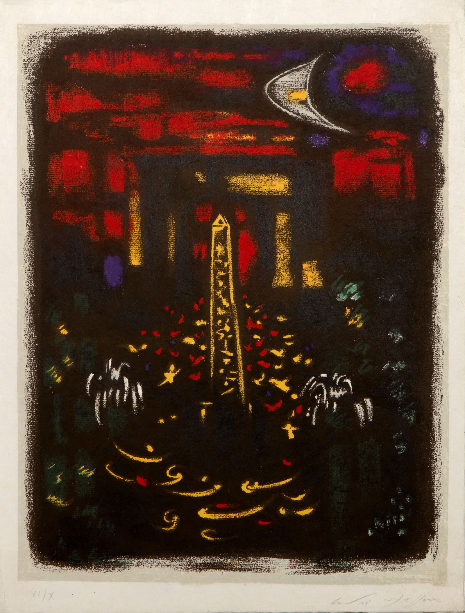 Andre Masson, Place de la Concorde, Lithograph on Japon: Artist: Andre Masson, French (1896 - 1987) Title: Place de la Concorde Year: 1962 Medium: Lithograph on Japon, signed and numbered in pencil Edition: VI/X Image Size: 15.25 x 11.75 inches Size: 17 x 1