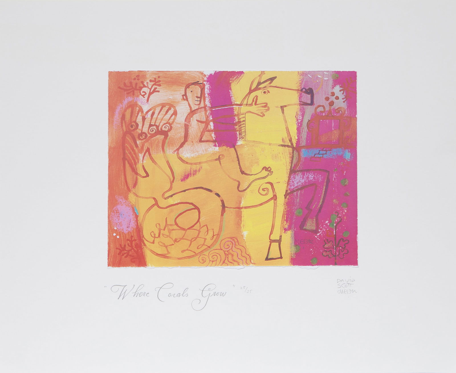 David Scott Meier, Where Corals Grow, Lithograph: Artist: David Scott Meier, American Title: Where Corals Grow Medium: Lithograph, signed, titled and numbered in pencil Edition: 21/25 Size: 7.25 x 9.25 in. (18.42 x 23.5 cm)