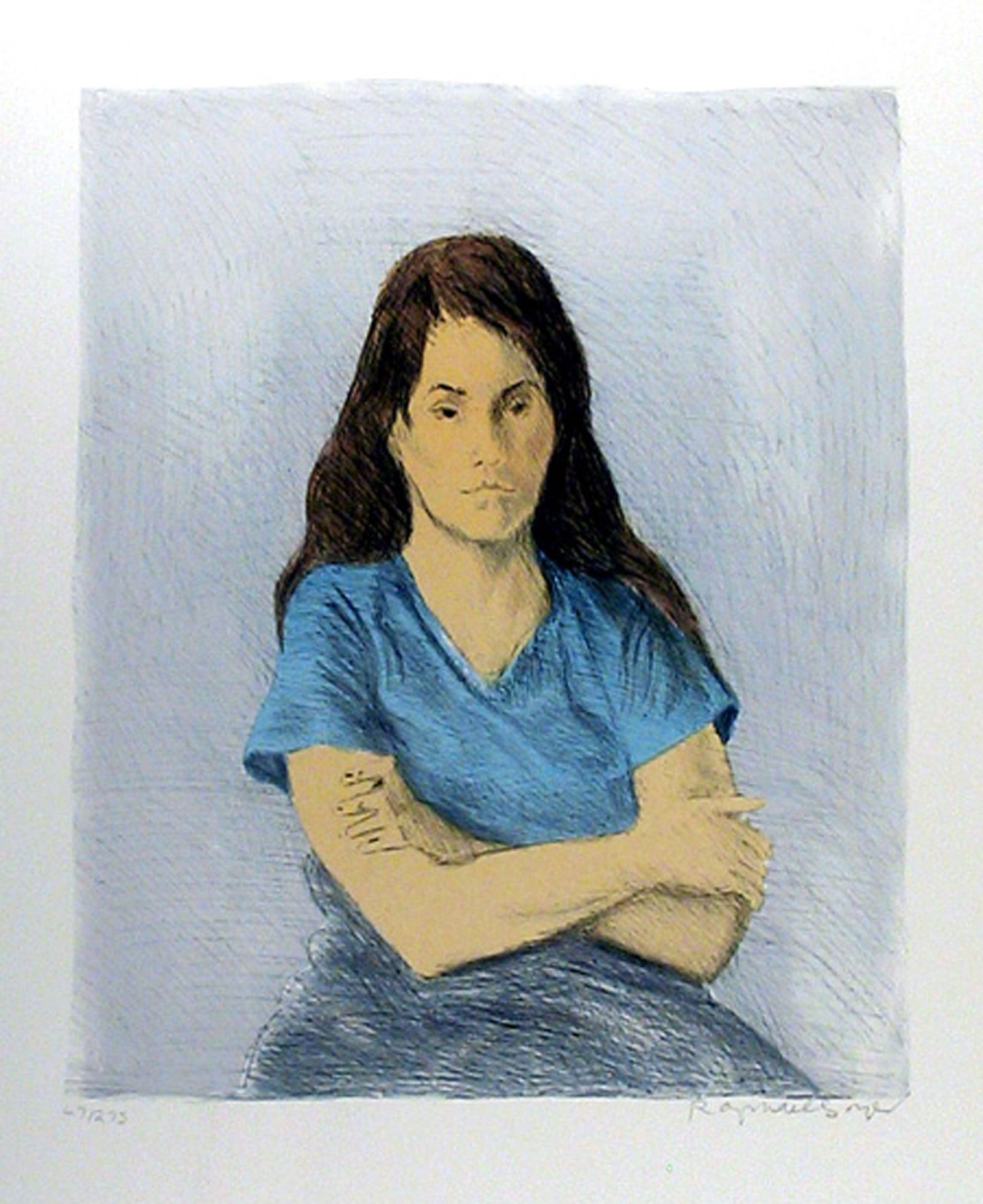 Raphael Soyer, Seated Girl, Lithograph