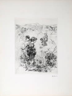 Hans Bellmer, Paysage 1800, Etching on Arches: Artist: Hans Bellmer, German (1902 - 1975) Title: Paysage 1800 Year: 1968 Medium: Etching on Arches, signed in pencil l. r. Image Size: 15.5 x 12 inches Size: 26 x 19.75 in. (66.04 x 50.17 cm)