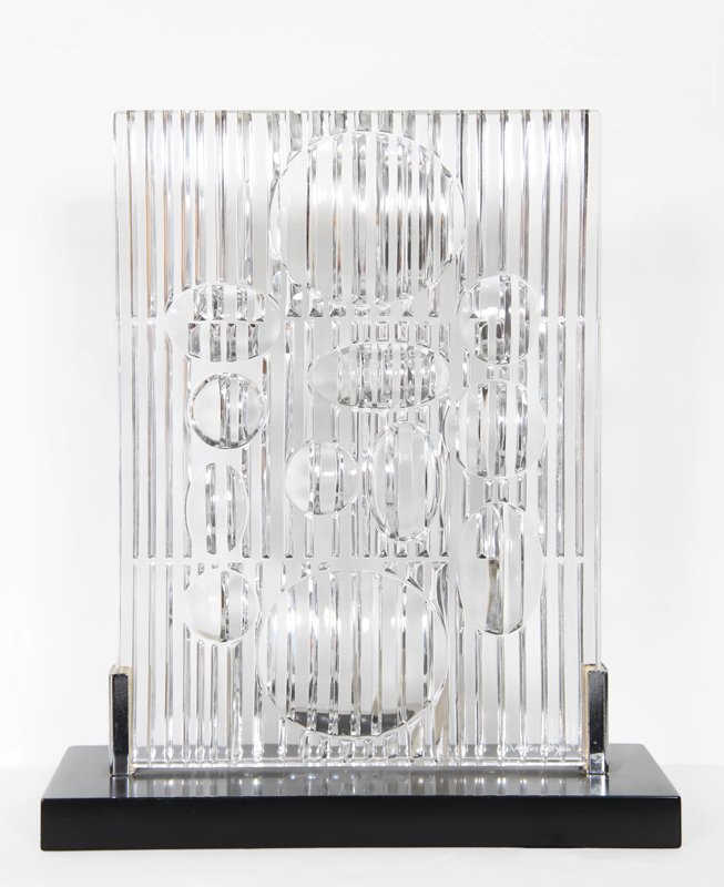 Victor Vasarely, Erebus, Cut Crystal Sculpture: Artist: Victor Vasarely, Hungarian (1908 - 1997) Title: Erebus Medium: Cut crystal sculpture with etched signature into glass in the lower right corner Edition: 1235/2000 Size: 13 in. x 9.5 in. x 1 in
