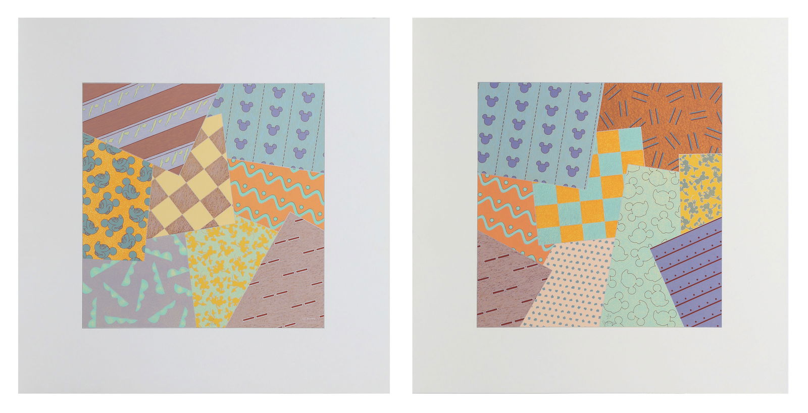 Michael Graves, Disney Diptych, Two Screenprints on Arches: Artist: Michael Graves (American, 1934 - 2015) Title: Disney Diptych Year: 1991 Medium: Two Screenprints on Arches, signed and numbered in pencil Edition: 375, PP 25 Image Size: 24 x 24 inches Size: 3