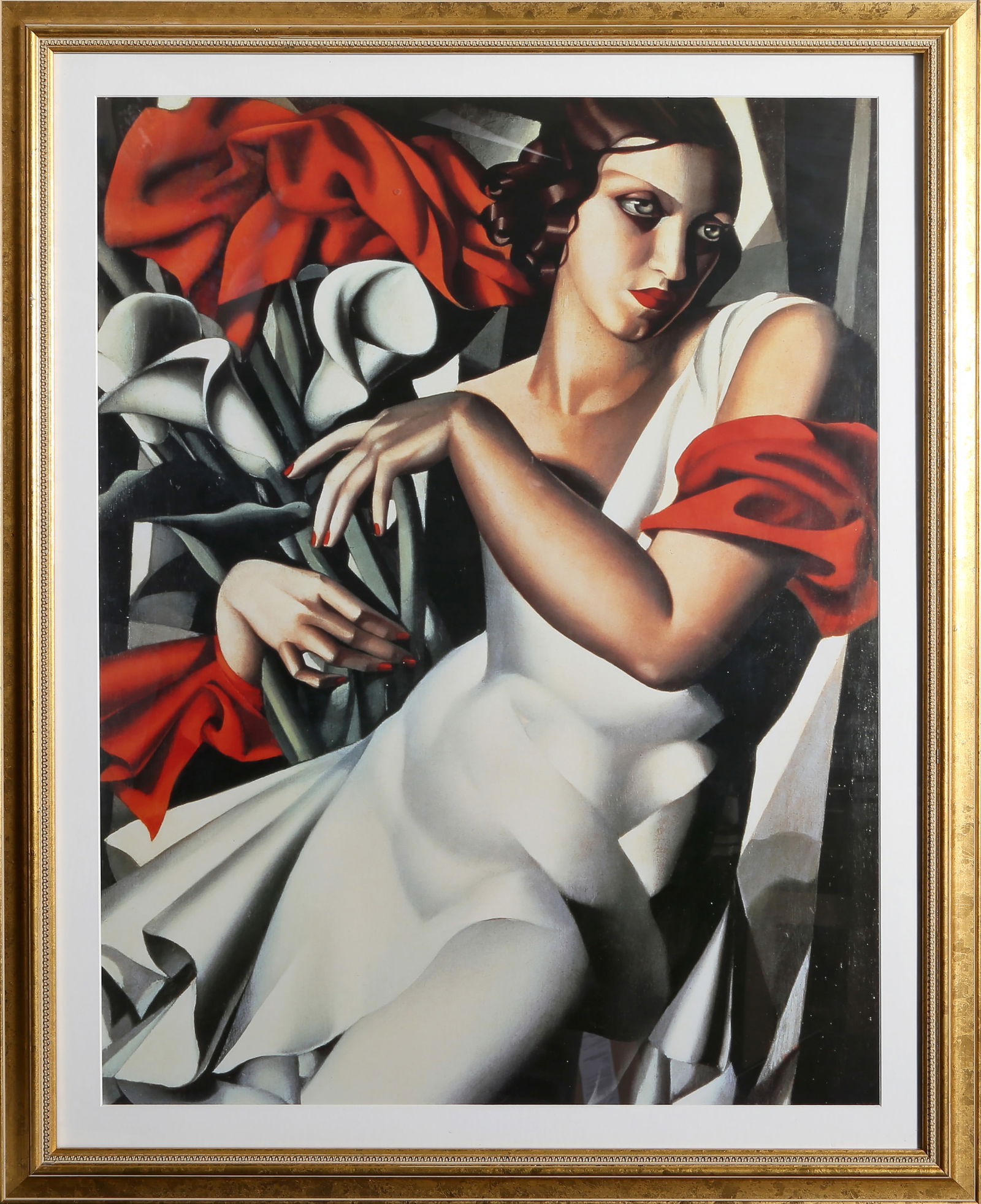 After Tamara de Lempicka, Portrait of Ira Perrot, Poster: Artist: After Tamara de Lempicka, Polish (1898 - 1980) Title: Portrait of Ira Perrot Medium: Poster Image Size: 34.5 x 26.25 inches Frame Size: 41.5 x 33.5 inches