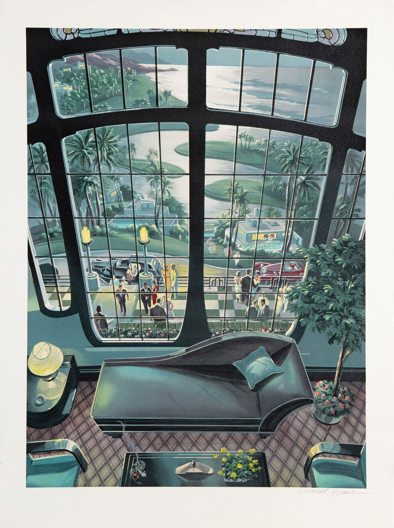 Michael Young, The Pleasure of Your Company, Lithograph: Artist: Michael Young, American (1952 - ) Title: The Pleasure of Your Company Medium: Lithograph, signed and numbered in pencil Edition: Printers Proof Image Size: 32 x 24 inches Size: 37 x 28 in. (93