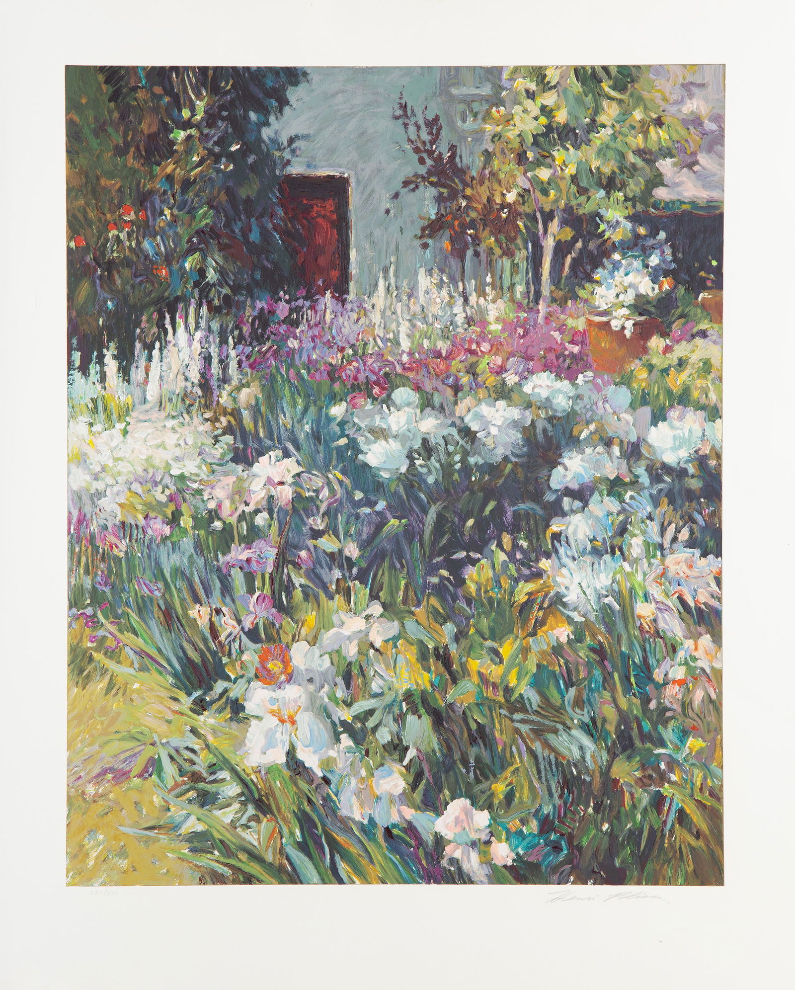 Henri Plisson, Red Door, Screenprint: Artist: Henri Plisson, American (1908 - 2002) Title: Red Door Medium: Screenprint, signed and numbered in pencil Edition: 222/300 Image Size: 27.5 x 22 inches Size: 33.25 x 27 in. (84.46 x 68.58 cm)