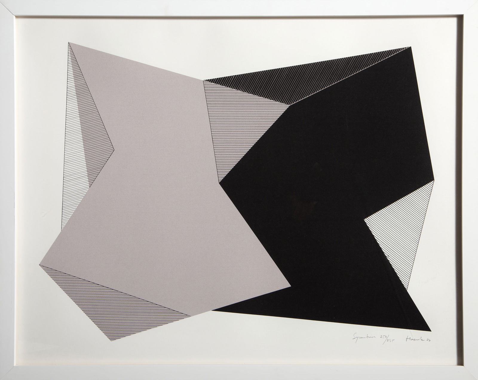 Jean-Marie Haessle, Symmetries, Screenprint: Artist: Jean-Marie Haessle, American (1939 - ) Title: Symmetries Year: 1980 Medium: Screenprint, signed and numbered in pencil Edition: 295 Size: 23 in. x 29 in. (58.42 cm x 73.66 cm) Frame Size: 25 x