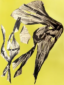 Lynda Benglis, Dual Nature (Yellow), Lithograph with Gold Leaf on Hand Tinted Paper