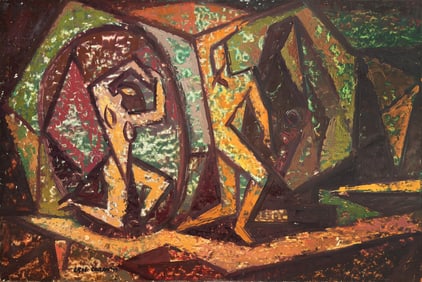 Erle Loran, Orpheus and Eurydice, Oil on Masonite