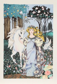 Gina 'Jennie' Tomao Stephanopoulos, Girl with Unicorn, Lithograph