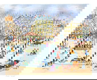 Claude Tabet, Promenade at the Square, Lithograph