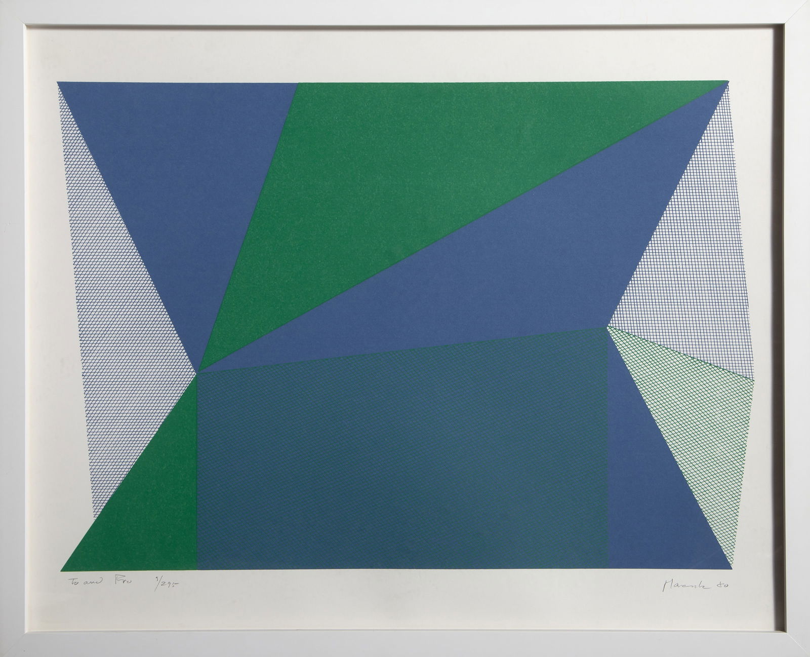 Jean-Marie Haessle, To and Fro, Screenprint: Artist: Jean-Marie Haessle, American (1939 - ) Title: To and Fro Year: 1980 Medium: Screenprint, signed and numbered in pencil Edition: 295 Size: 23 in. x 29 in. (58.42 cm x 73.66 cm) Frame Size: 24.7