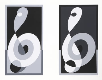 Josef Albers, G-Cleft Variant - P1, F16, I1, Screenprint on Mohawk Superfine Bristol paper